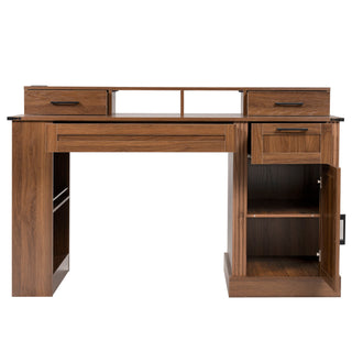 Office Desk With Storage Cabinet, Charging Station, Monitor Stand & Pegboard