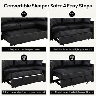 Upholstered Sectional With Pull-Out Bed And Chaise Storage