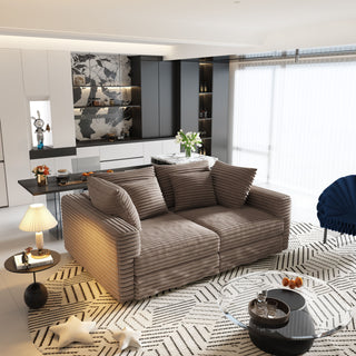 Deep Seat Convertible Sofa With Soft Pillows And Ottomans