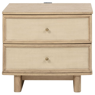Kimpton - 2 Drawer Nightstand With USB Charging Ports - Beige