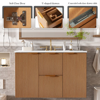 Modern Wall Mounted Bathroom Vanity, Soft Close Doors