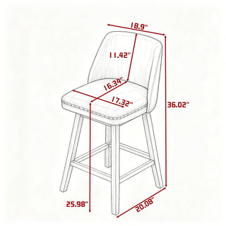 360° Swivel Bar Stool, Counter Height Kitchen Island Chair