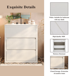 Double Sinks Bathroom Vanity Set With 2 Ceramic Basins