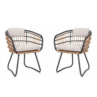 Patio All Weather Armchairs With Cushions (Set of 2) - Beige
