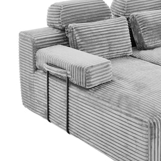 Sectional Sleeper Sofa & Storage Pockets, Modular Couch With Throw Pillows For Living Room