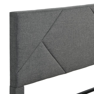 Upholstered Platform Bed Frame With Headboard, Wood Slat Support