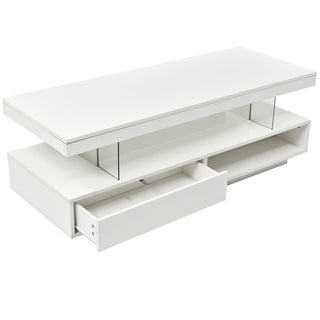 LED Coffee Table With 2 Drawers And Display Shelves