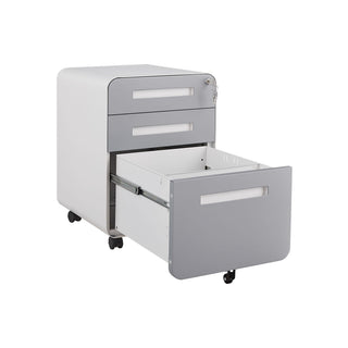 3 Drawer Mobile File Cabinet Under Desk Office, Simple Style Versatile Storage Cabinet For Legal / Letter / A4 Files, 5 Wheel Design Anti-Tilting Cold Rolled Steel Waterproof Moisture-Proof