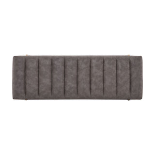 Thorian - Luxury Upholstered Ottoman Bench With Channel Tufting And Metal Base - Gold / Gray