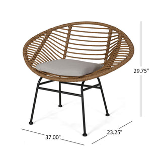 Cordella - Outdoor Woven Wicker Chairs With Cushions, (Set of 2)
