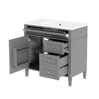 Bathroom Vanity With Top Sink, 2 Drawers, Tip Out Drawer