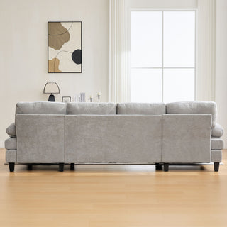 U-Shaped Sectional Sofa 103.5" Fabric Couch With Dual Chaise Lounges, Storage Pockets, Armrest Pillows