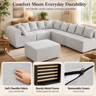 8 Seater U-Shaped Couch With Ottoman