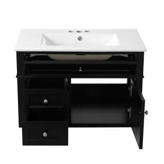 Wall Mounted Bathroom Vanity With 2 Drawers, 1 Tip Out Drawer, 3 Holes Sink