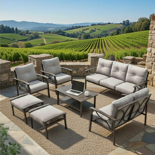 Patio Furniture Set With Coffee Table And Cushions For Backyard