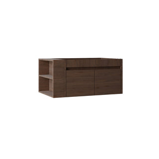 Floating Bathroom Vanity Cabinet, Soft Close Double Drawers, Open Side Storage, Wall Mounted, Cabinet Only