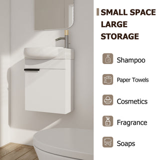 Wall Mounted Bathroom Vanity With Sink And Storage Rack, Soft Close Doors