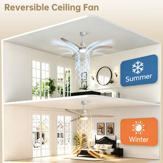 60" DC Motor Ceiling Fan With Light, 3 Blades, 18W LED 3 Color Dimmable With Memory, 6 Speed Lcd Remote Control, Reversible Motor, Timer Setting (1 / 4 / 8 H) - White