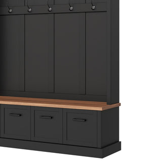 Hall Tree With Storage Bench Mudroom Coat Rack With 6 Hooks