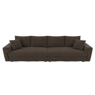 Deep Seat Convertible Sofa With Soft Pillows And Ottomans