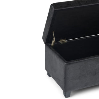 Avalon - Storage Ottoman Bench - Distressed Black