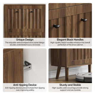 Shoe Cabinet, Upright Storage Unit - Walnut