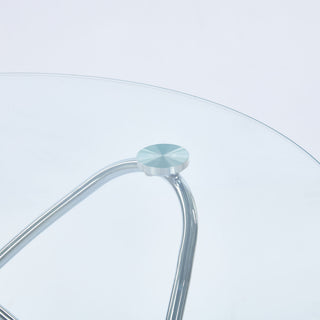 Metal Leg Dining Table With Tempered Glass Top