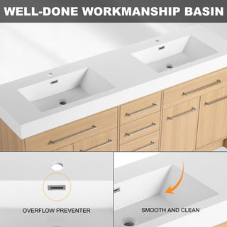 Freestanding Bathroom Vanity With Resin Sink, Soft-Closing Doors And Drawers