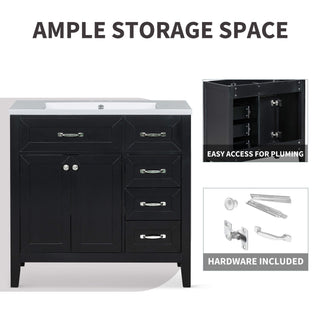Modern Bathroom Vanity With Sink, Freestanding Design With Drawers And Doors