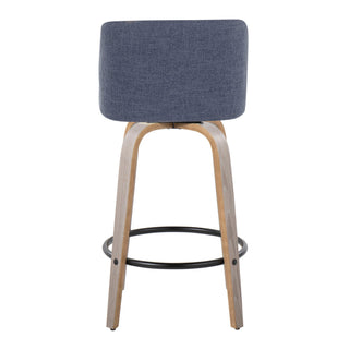 Toriano - Contemporary Fixed Height Counter Stool With Swivel & Round Footrest (Set of 2)