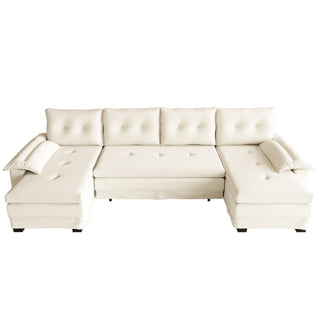 U-Shaped Sleeper Sofa With Pull Out Bed, Removable Armrests & USB Ports For Living Room