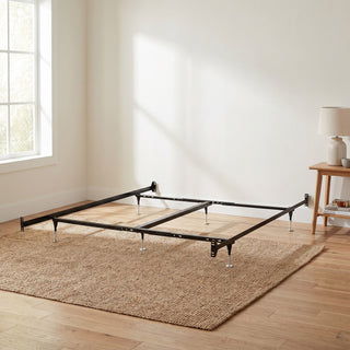 Adams - Queen / Eastern King Bolt On Bed Frame With Reinforced Center Beam, Adjustable Legs - Black