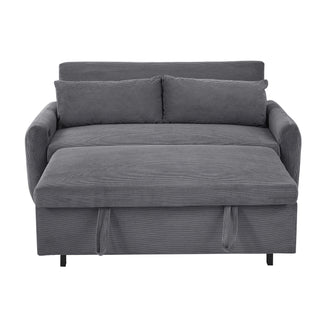 Pull-Out 2 Seat Modern Sleeper Sofa With 2 Throw Pillows And USB Ports