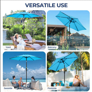 Umbrella With Crank Lift & Tilt, UV-Resistant Canopy For Patio