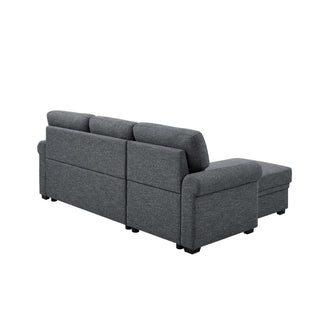 Upholstered Sleeper Sofa With Reversible Storage Chaise - Dark Gray
