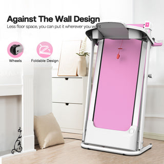 Foldable Treadmill 2.5Hp Electric Folding Treadmill Running Walking Machine For Home Gym, Max 265 Lbs Weight Capacity - Pink / White