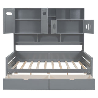 Daybed With All-In-One Cabinet And Shelf