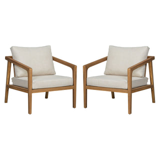 Westin - Outdoor Acacia Wood Club Chair (Set of 2) - Teak / Beige