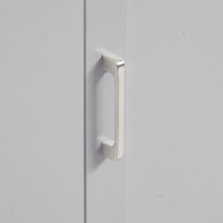 Tall Freestanding Bathroom Storage Cabinet With Adjustable Shelves And Side Hooks