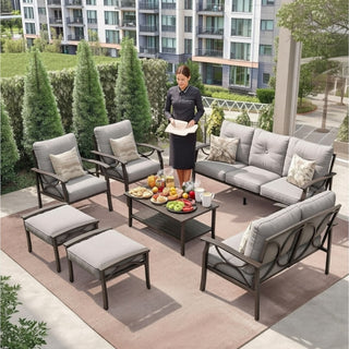 Patio Furniture Set With Coffee Table And Cushions For Backyard