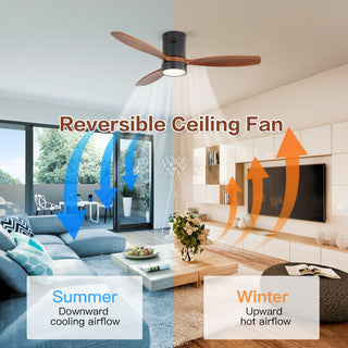 52" Reversible Ceiling Fan With Dimmable Light And Remote Control, DC Motor, Memory Function - Matte Black