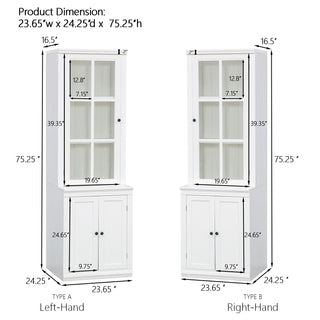 Retro Style Hutch Cabinet With Glass Door, China Cabinet For Home