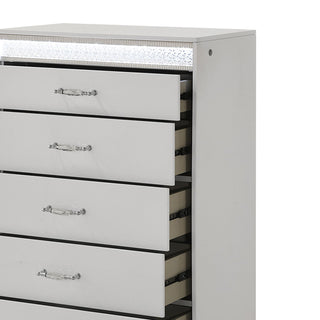 Glam - 5 Drawer Chest With LED Lighting - White