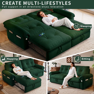 Cloud Like Convertible Sofa Bed For Living Rooms - Green