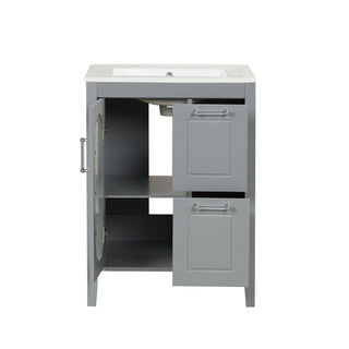 Modern Bathroom Vanity With Sink, Cabinet With 2 Drawers And Door, Adjustable Shelf