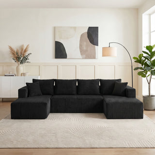 U-Shaped Modular Sectional Sofa With Double Chaise, Oversized Deep Seat For Living Room