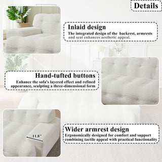 Cloud Series Minimalist Button Tufted Square Arm 3 Seater Sofa