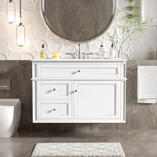 Wall Mounted Bathroom Vanity With 2 Drawers, 1 Tip Out Drawer, 3 Holes Sink