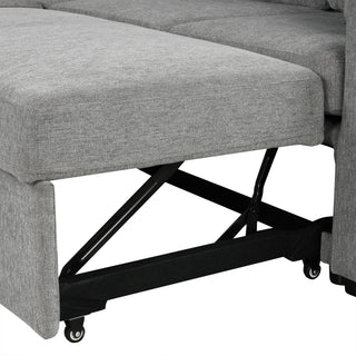 Modern 2 Seater Loveseat Sofa With Pull-Out Bed, Fabric, Built-In USB Ports & Cup Holders