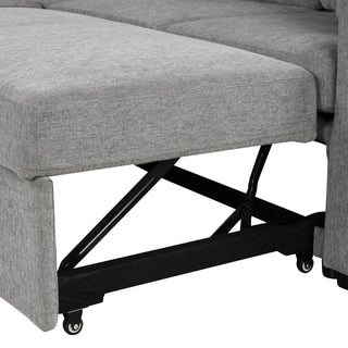 Modern U-Shaped Sectional Sofa Convertible Pull-Out Sofa Bed With USB Ports And Cup Holders